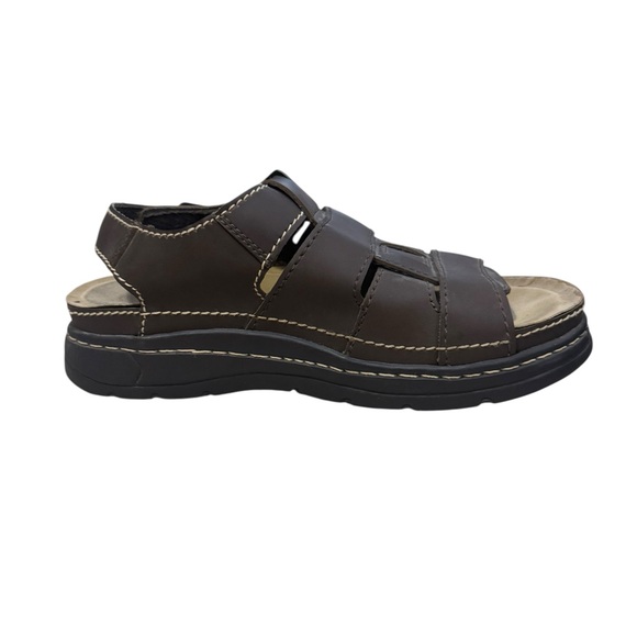 VTG Faded Glory Chunky Fisherman Sandals Mens 10 Brown Vegan Leather Hudson Y2K